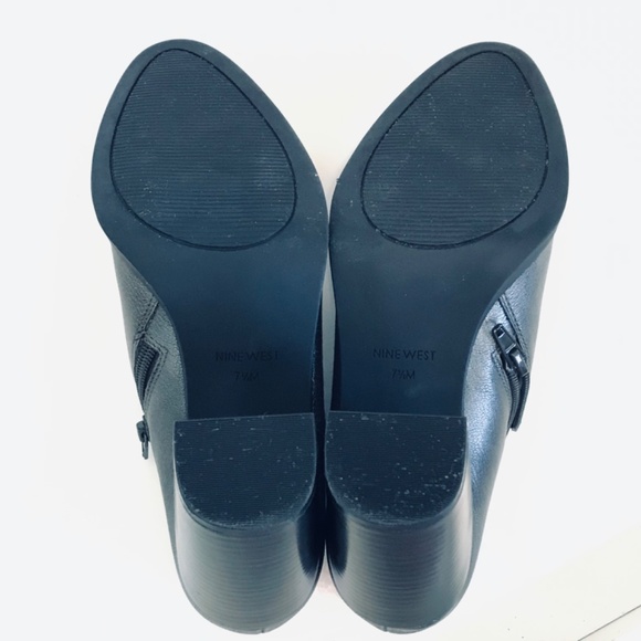 NINE WEST Metallic Pewter Ankle Boots Leather Booties Gray Women’s Size 7.5 - Picture 15 of 16